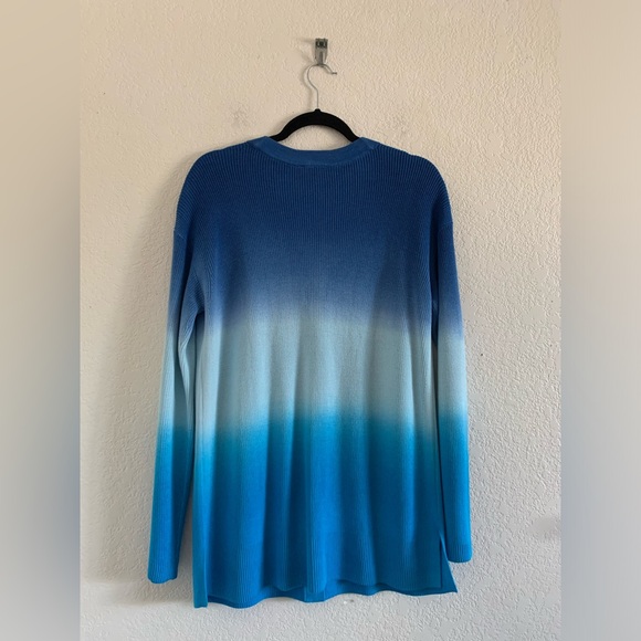 Talbots Sweater Womens Medium Blue Ombre Cotton Blend Button Cardigan - Picture 2 of 9